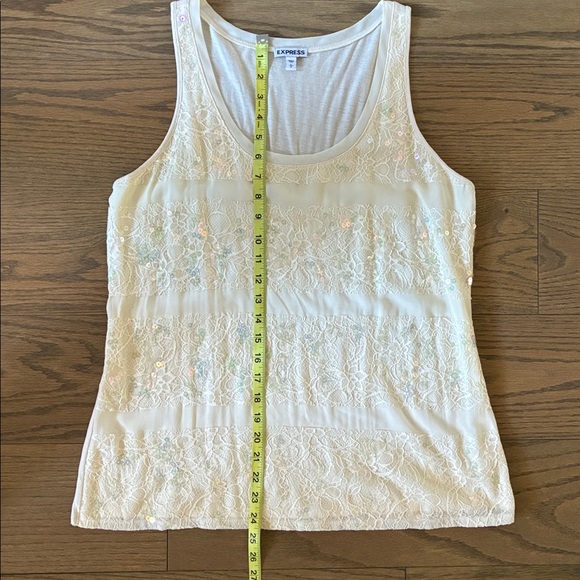 Express Cream Sparkly Sequin Tank Top Shell Spring Easter - Picture 11 of 12
